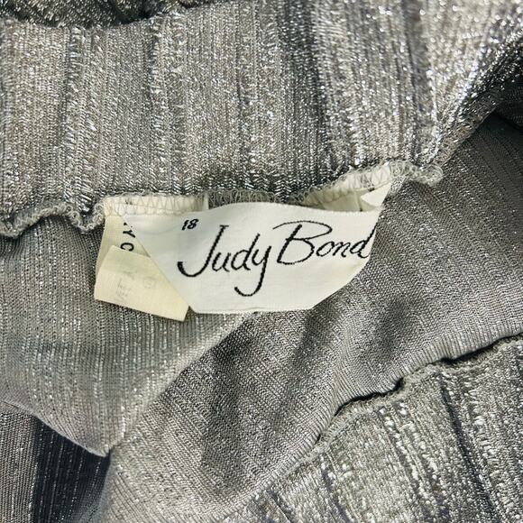 Vintage Metallic Silver Maxi Skirt 1980s Shimmer Christmas Holiday Bow Plus Size - Picture 6 of 6